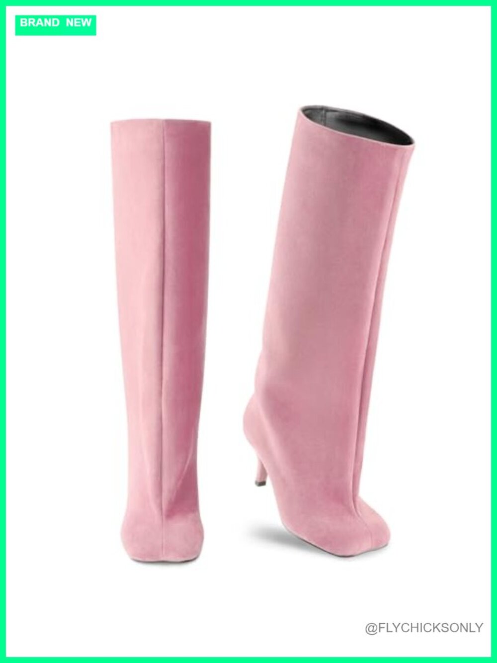 Wide Calf Faux Suede Knee High Stiletto Boots Square Toe Pull On